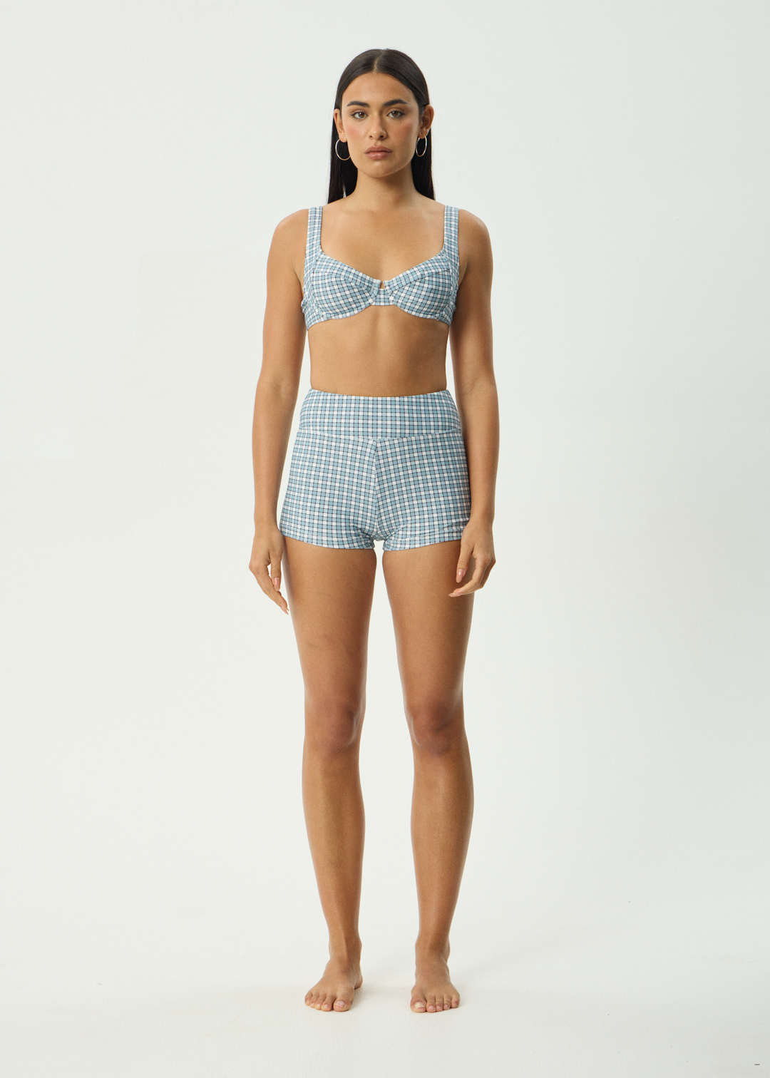AFENDS Womens Evans - Bikini Top - Overcast Check