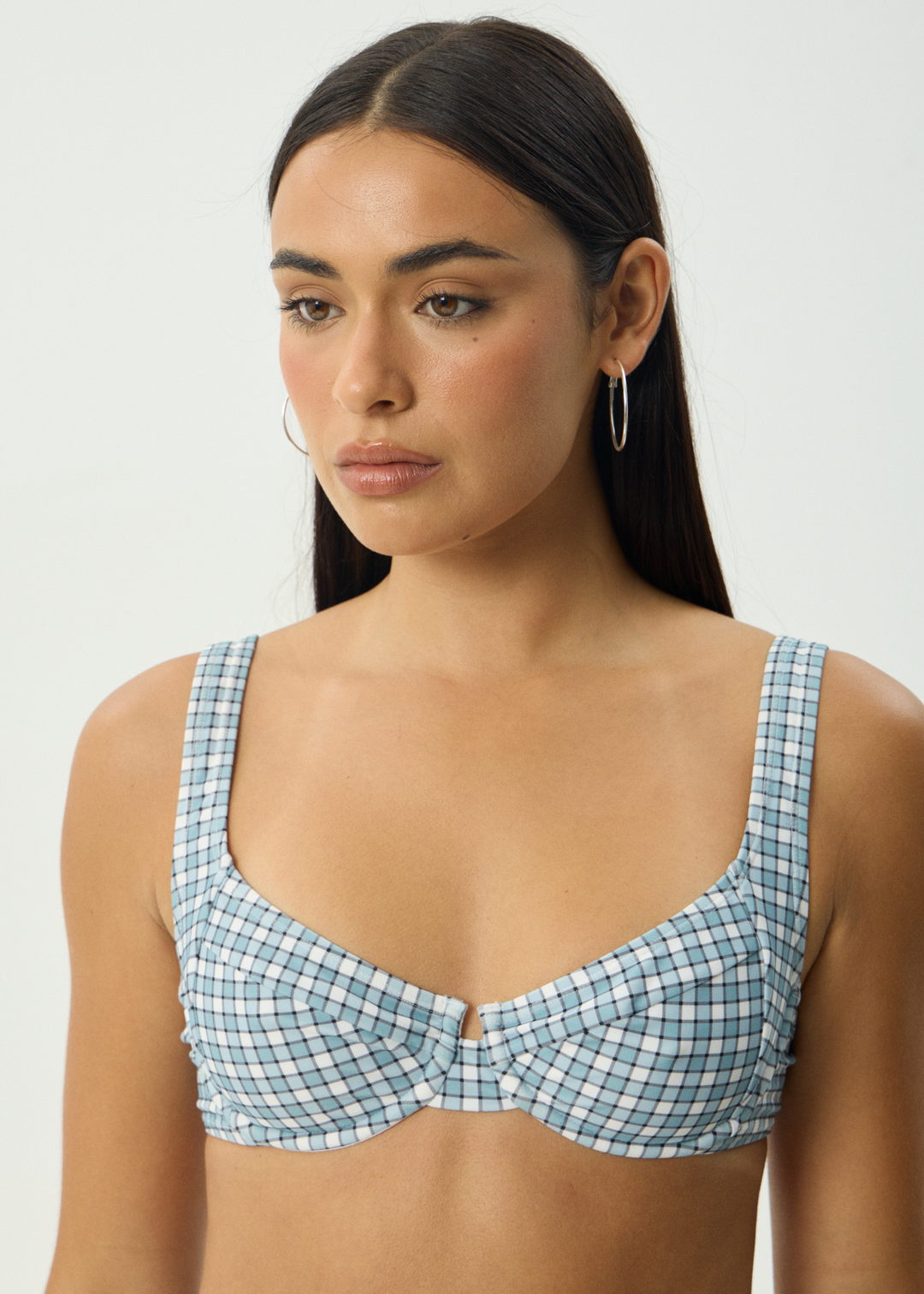 AFENDS Womens Evans - Bikini Top - Overcast Check