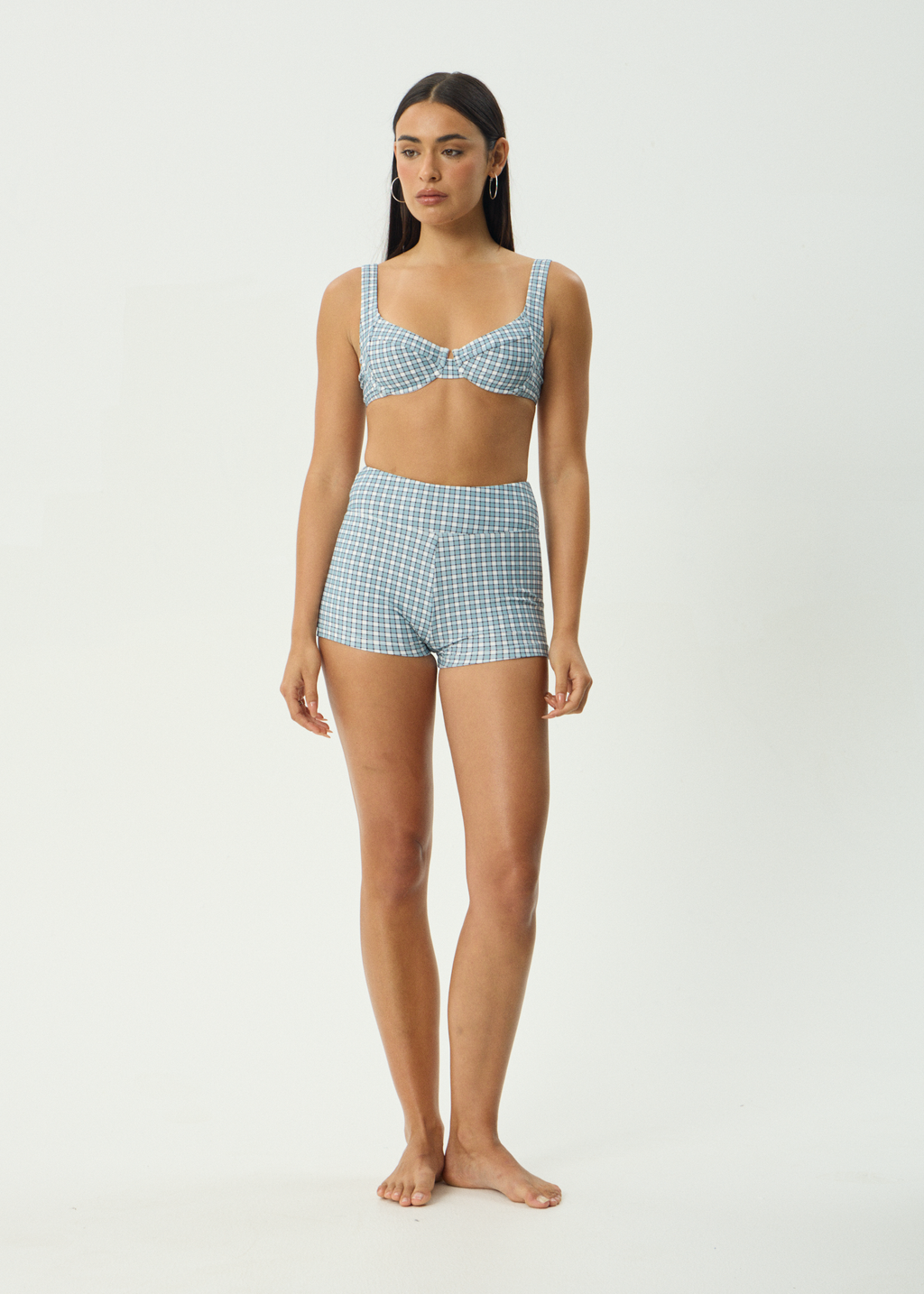 AFENDS Womens Evans - Swim Short - Overcast Check