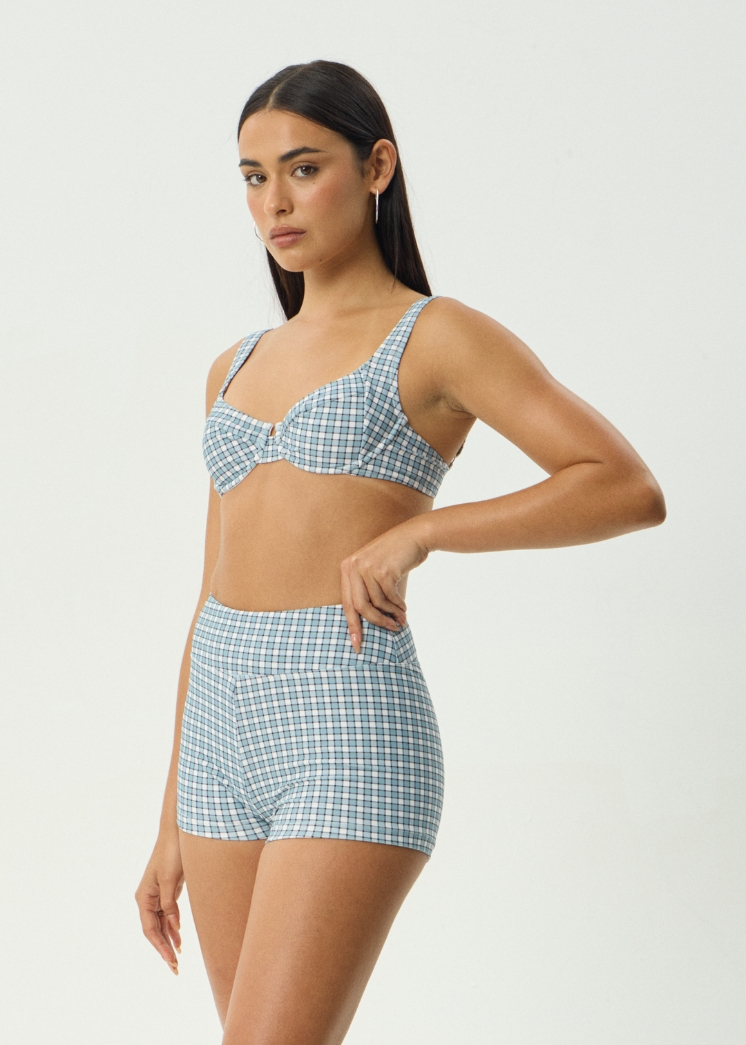 AFENDS Womens Evans - Swim Short - Overcast Check