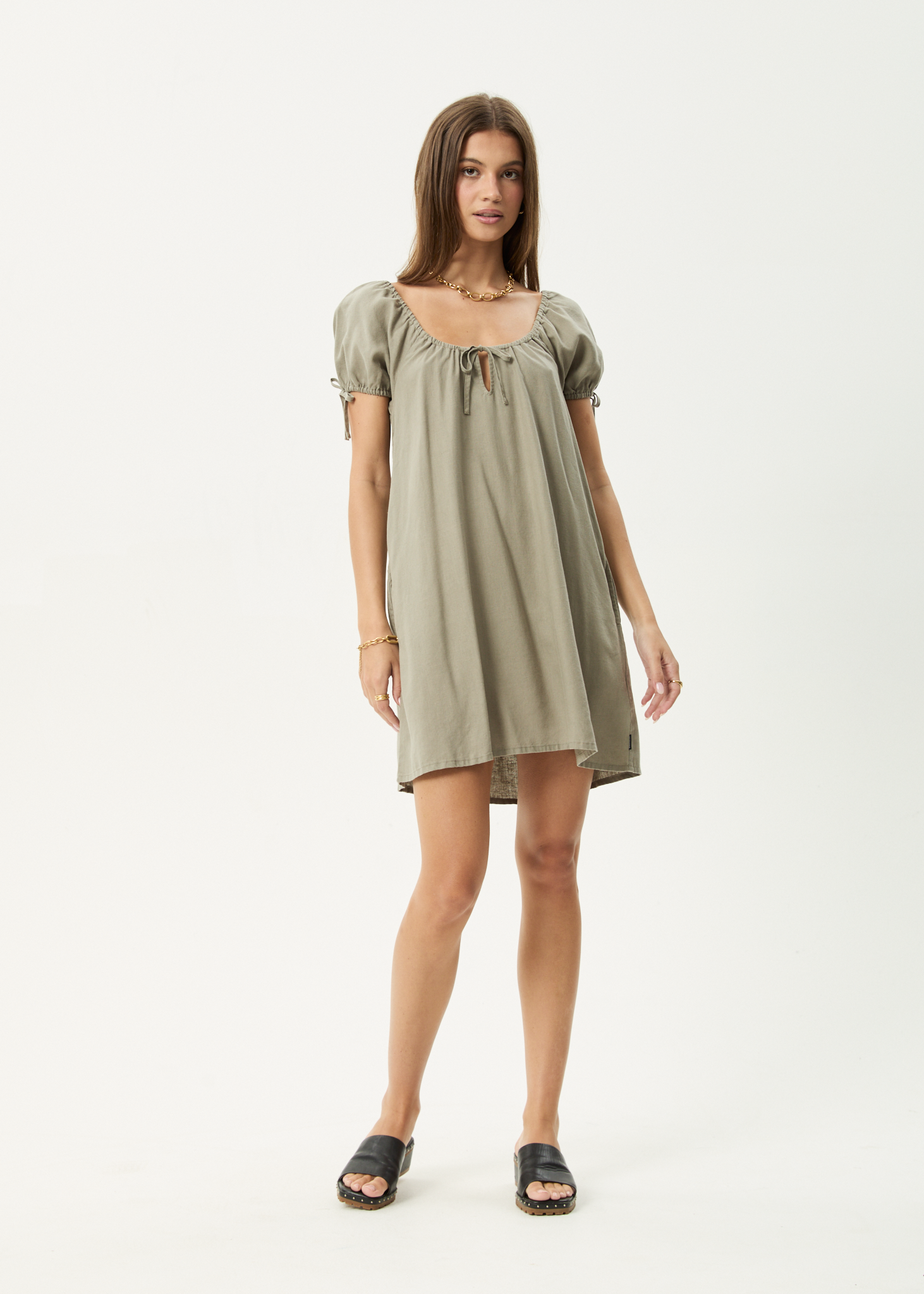 AFENDS Womens Grace - Seersucker Mini Dress - Green Check AFENDS Womens Grace - Seersucker Mini Dress - Green Check