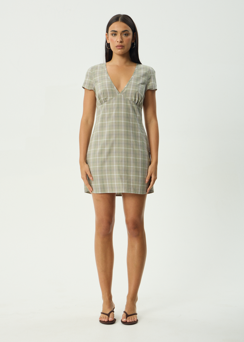 AFENDS Womens Scout - Mini Dress - Olive Check