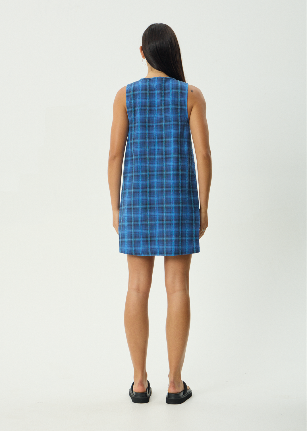 AFENDS Womens Camden - Seersucker Mini Dress - Marina Check