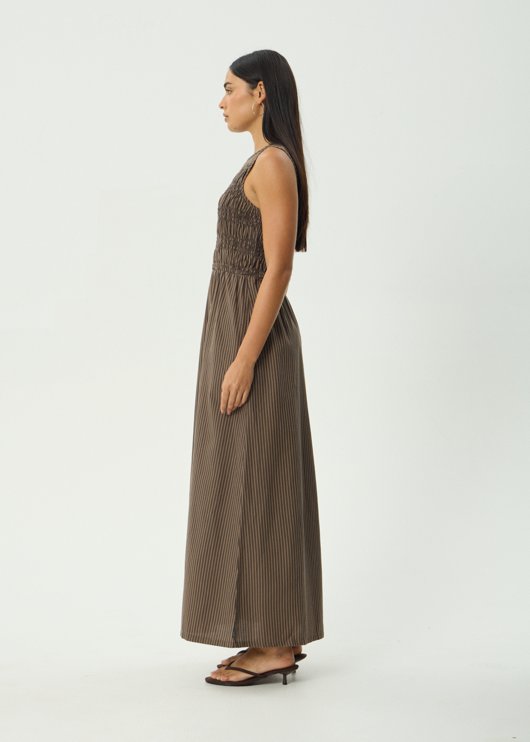 AFENDS Womens Cyrus - Maxi Dress - Coffee Stripe