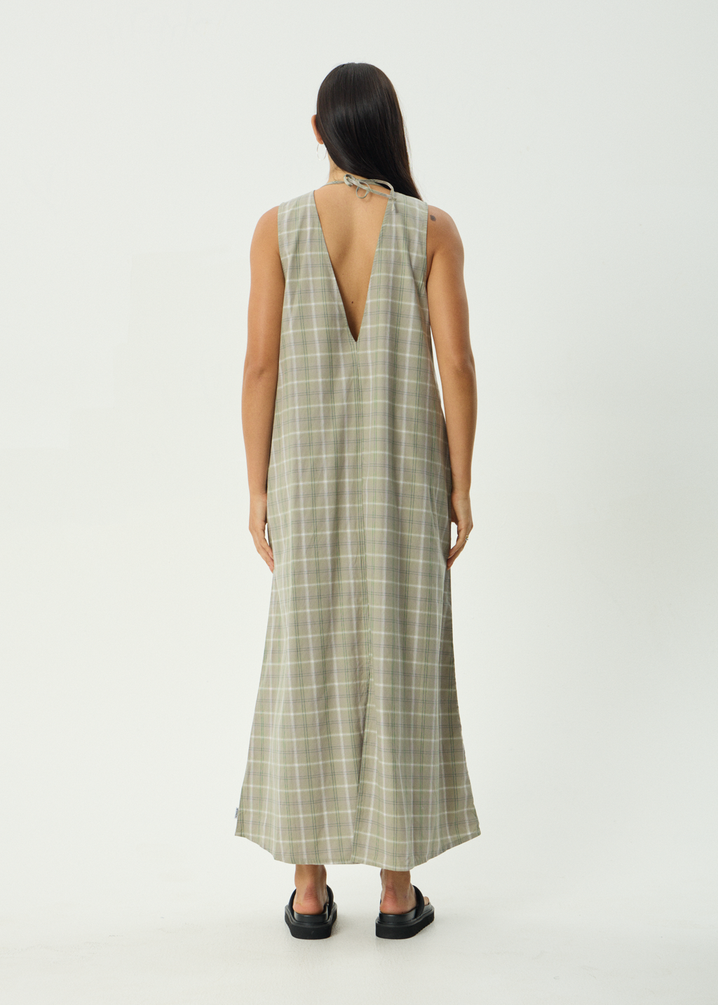 AFENDS Womens Scout - Maxi Dress - Olive Check