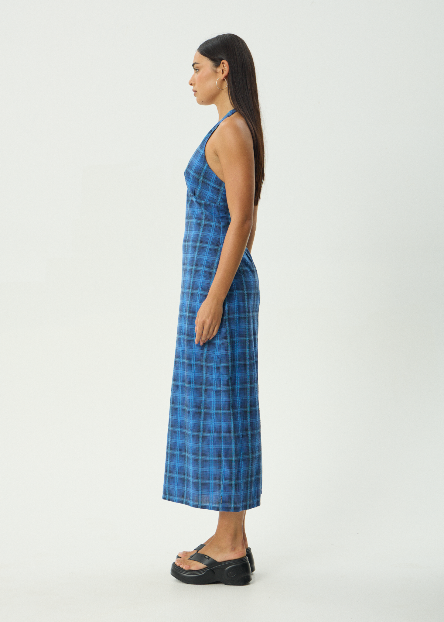 AFENDS Womens Camden - Seersucker Maxi Dress - Marina Check