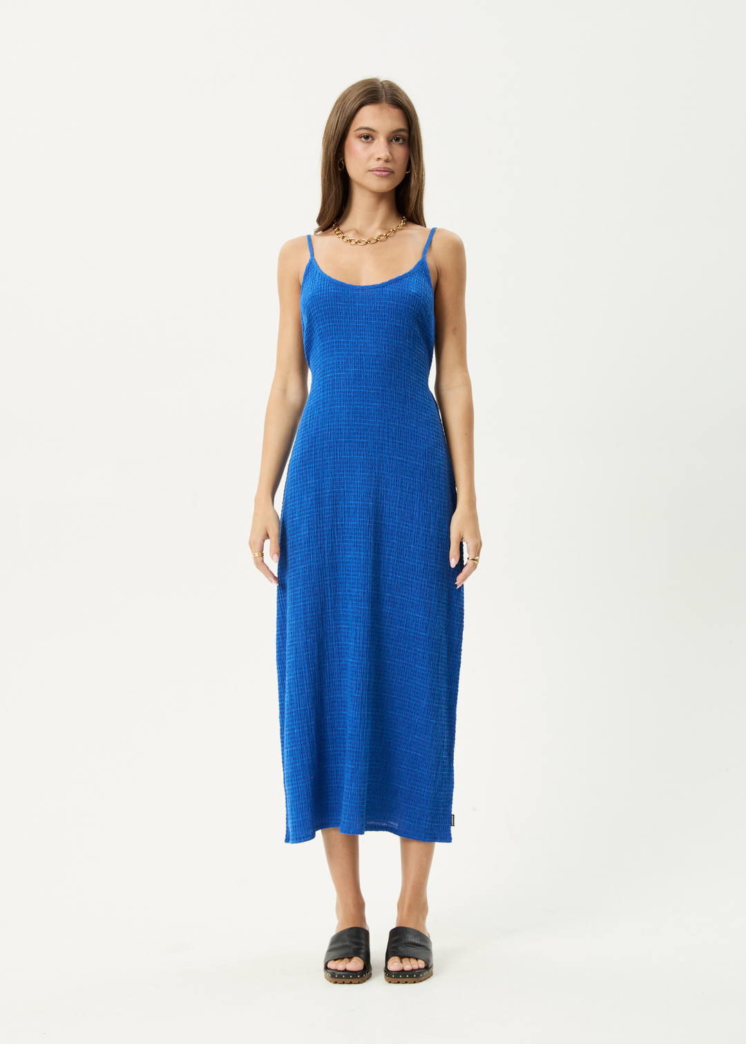 AFENDS Womens Marina Rumi - Seersucker Maxi Dress - Marina