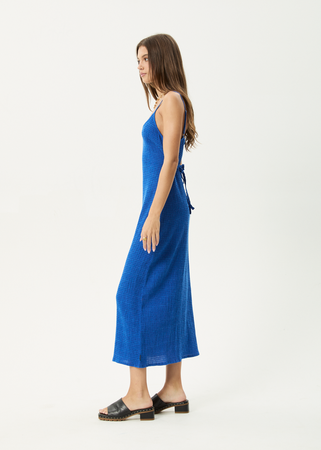 AFENDS Womens Rumi - Seersucker Maxi Dress - Marina