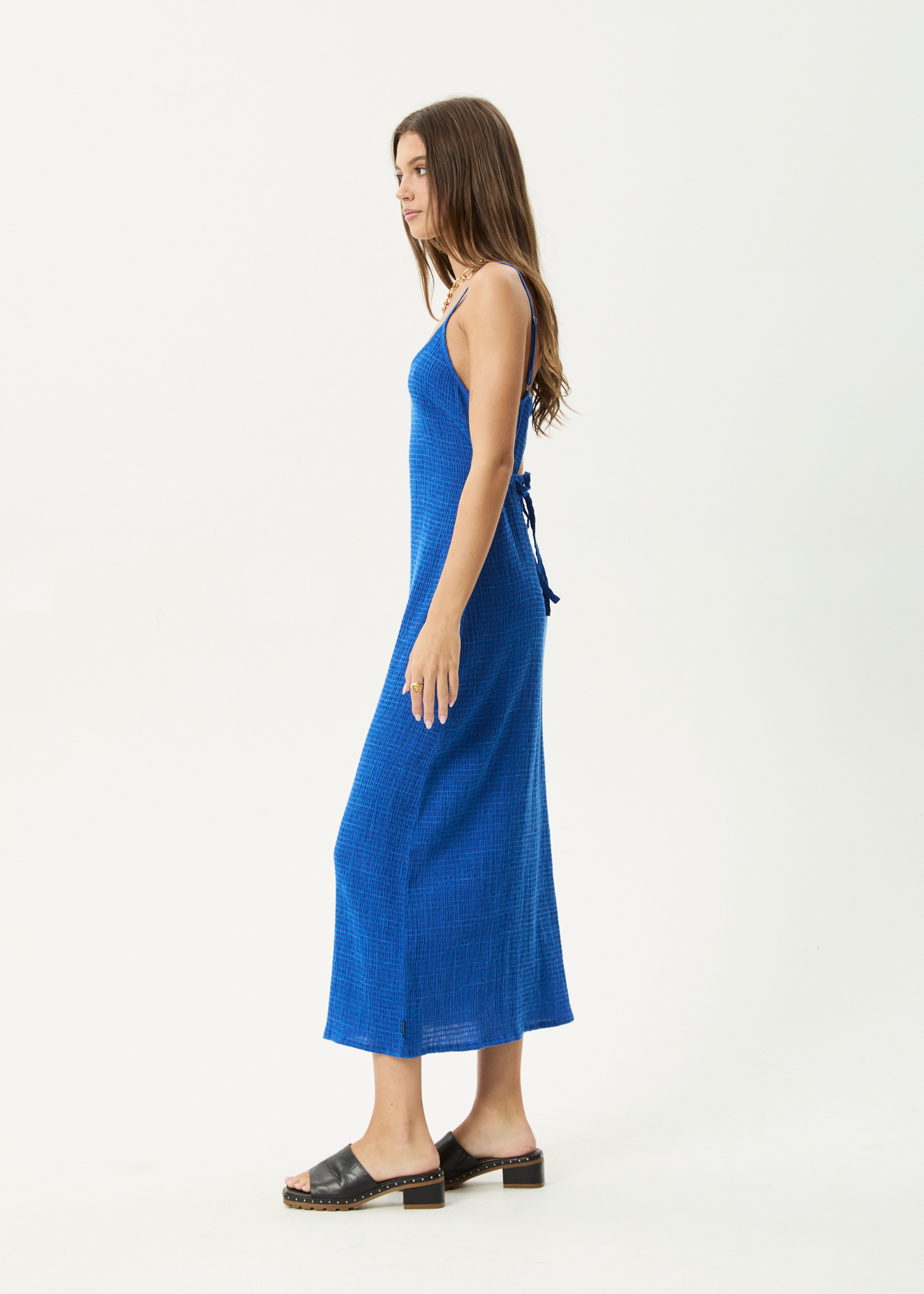 AFENDS Womens Rumi - Seersucker Maxi Dress - Marina