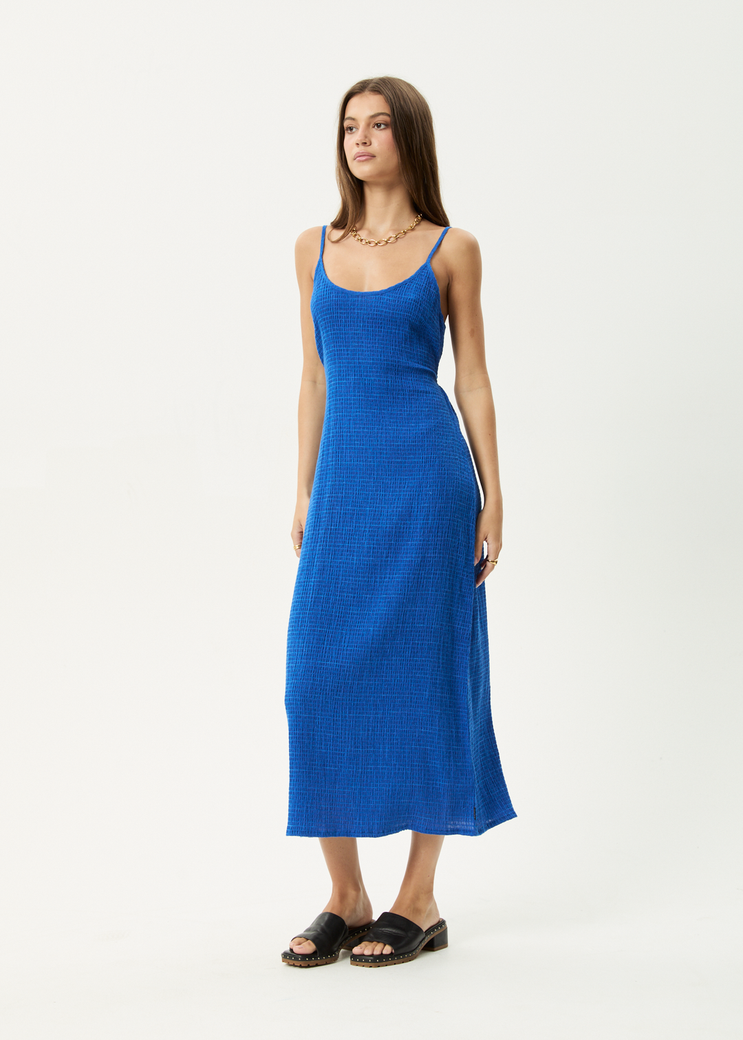 AFENDS Womens Marina Rumi - Seersucker Maxi Dress - Marina