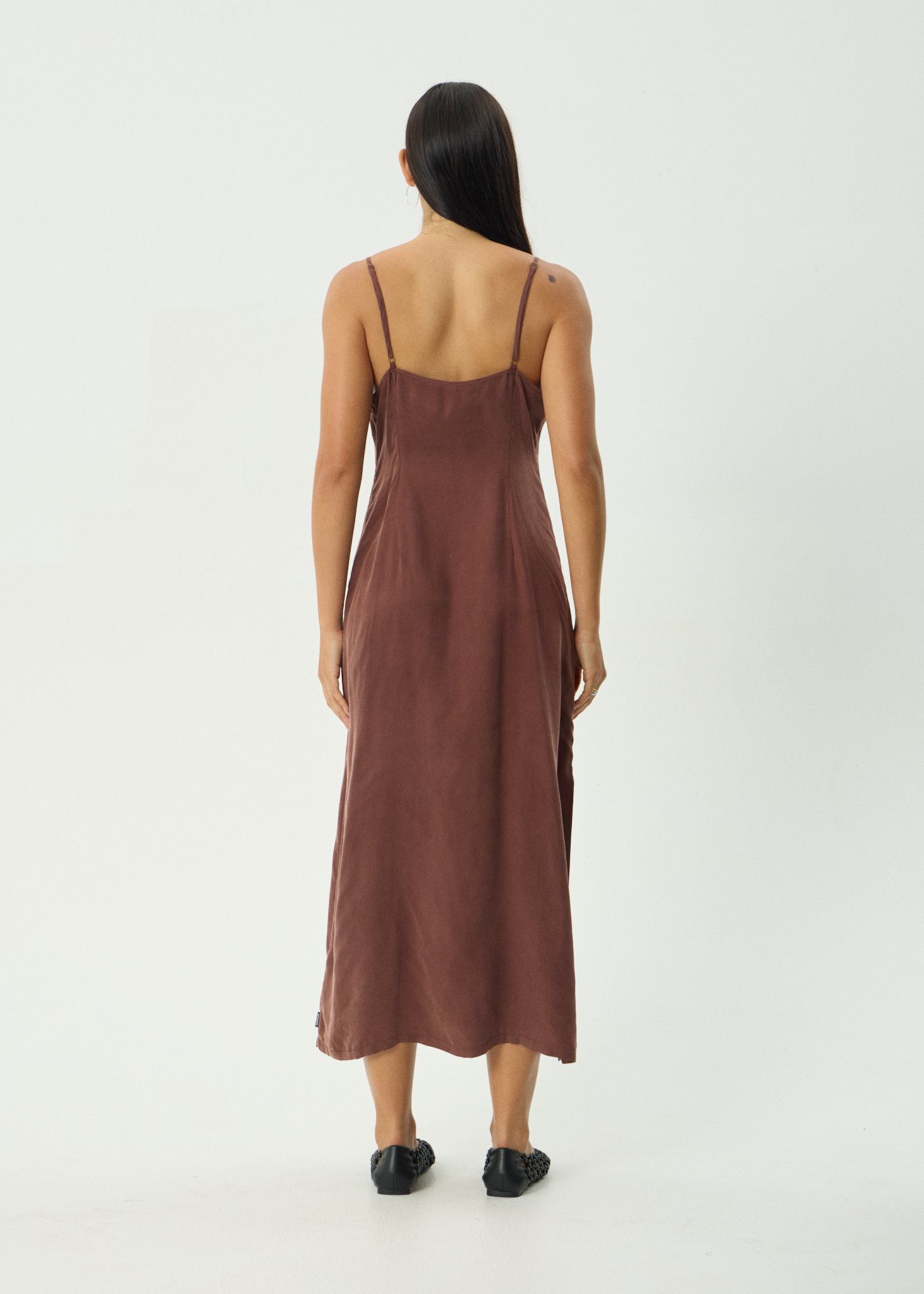 AFENDS Womens Valley - Cupro Midi Dress - Hazelnut