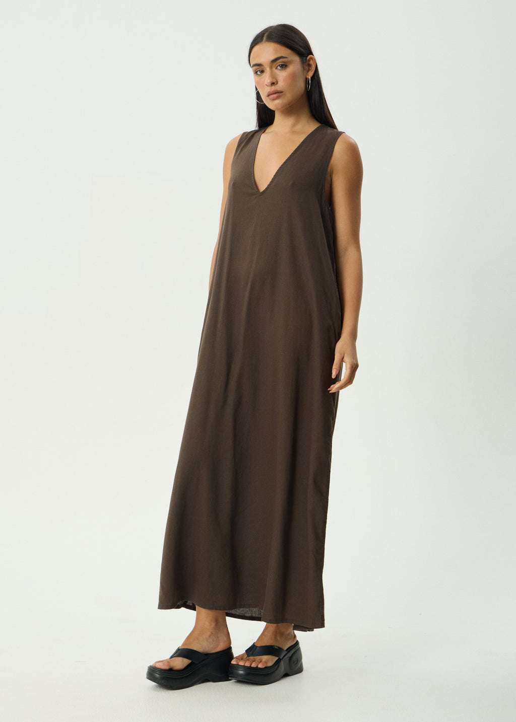 AFENDS Womens Lilo - Maxi Dress - Coffee