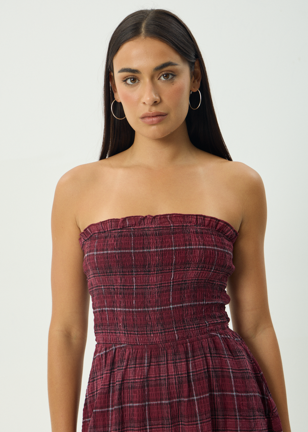 AFENDS Womens Eboni - Seersucker Mini Dress - Port Check