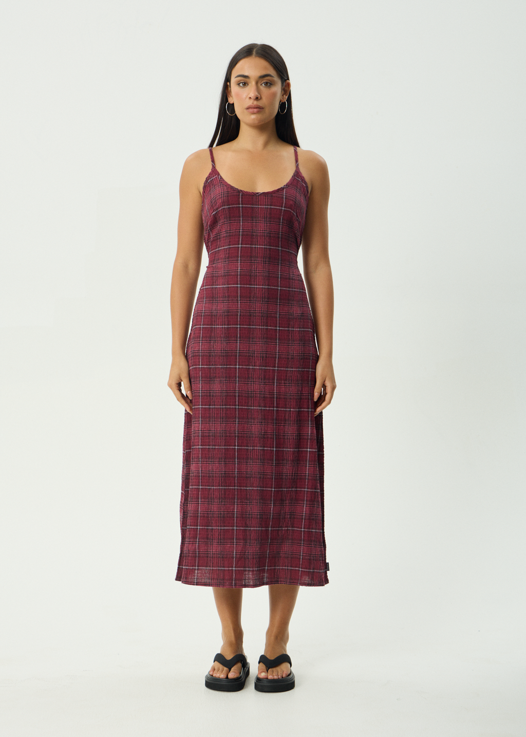 AFENDS Womens Rumi - Seersucker Midi Dress - Port Check
