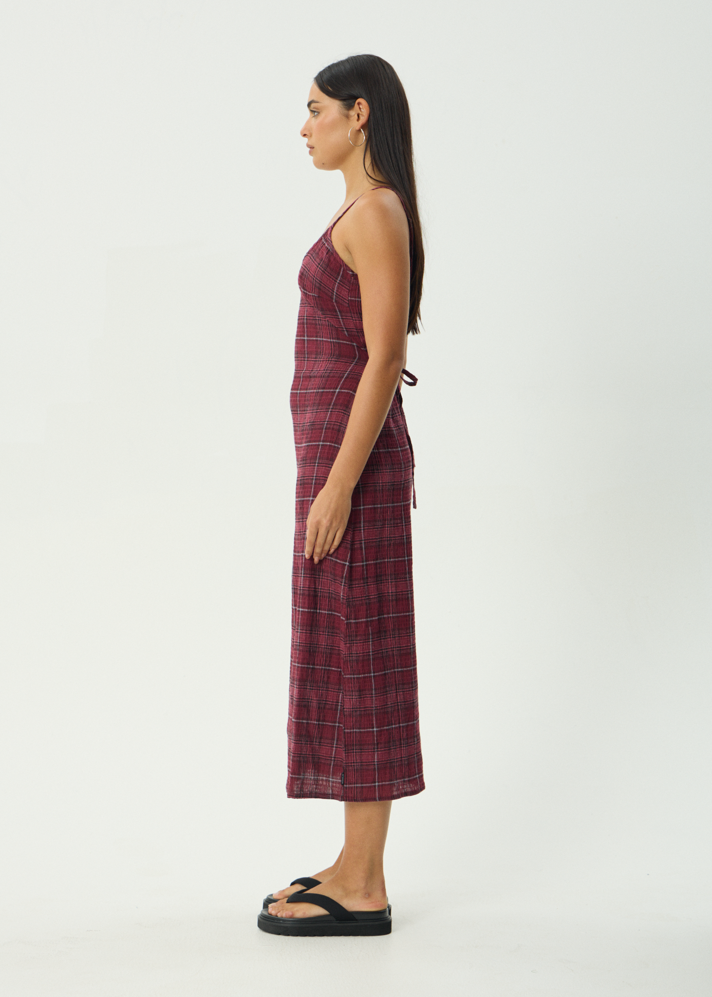 AFENDS Womens Rumi - Seersucker Midi Dress - Port Check