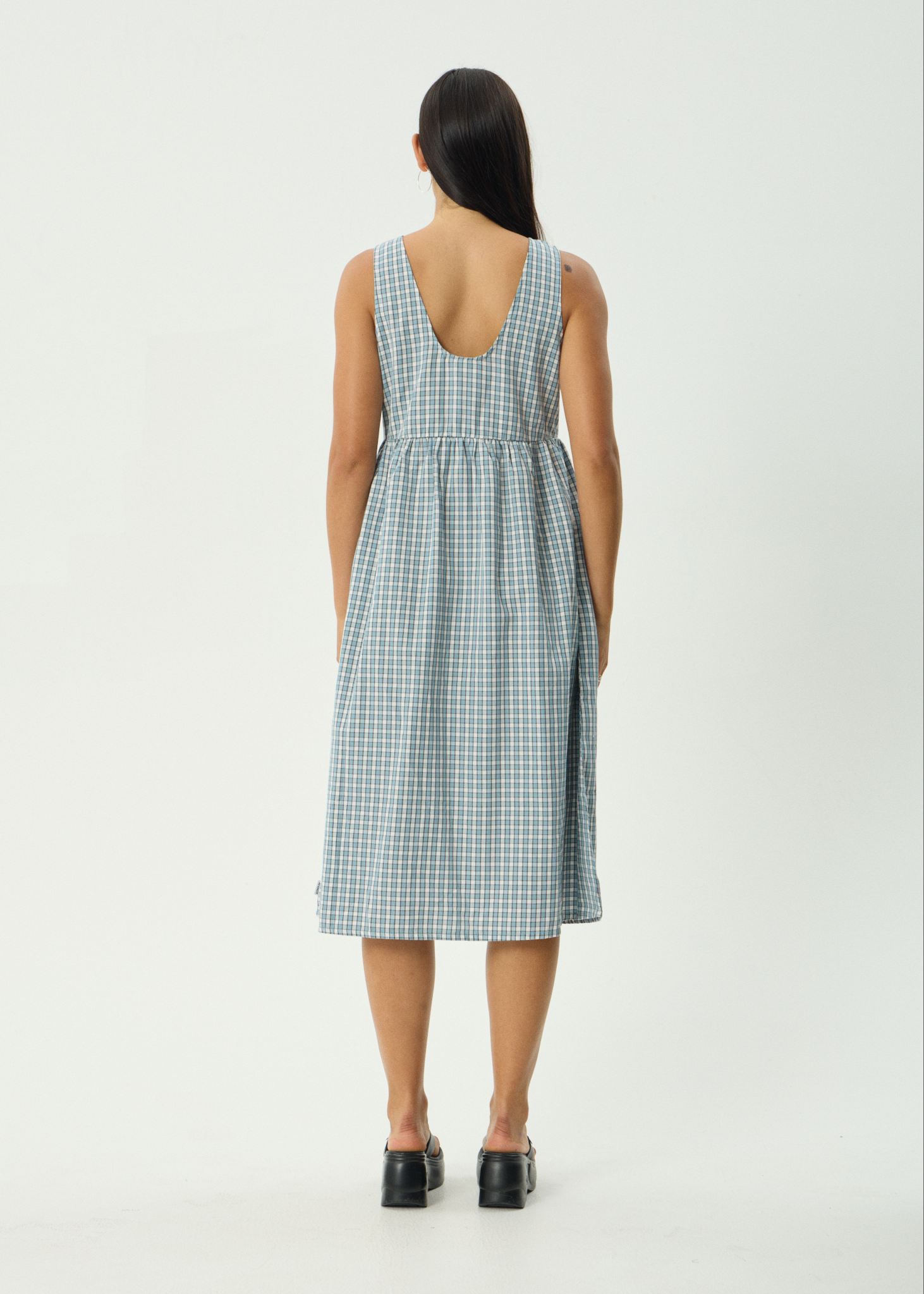 AFENDS Womens Evans - Check Midi Dress - Overcast Check