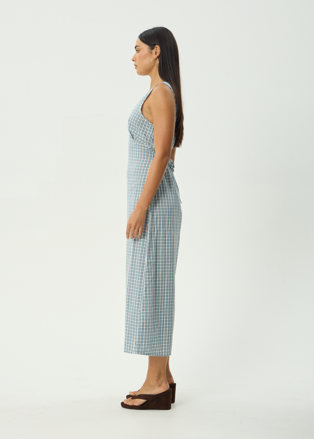 AFENDS Womens Evans - Check Maxi Dress - Overcast Check