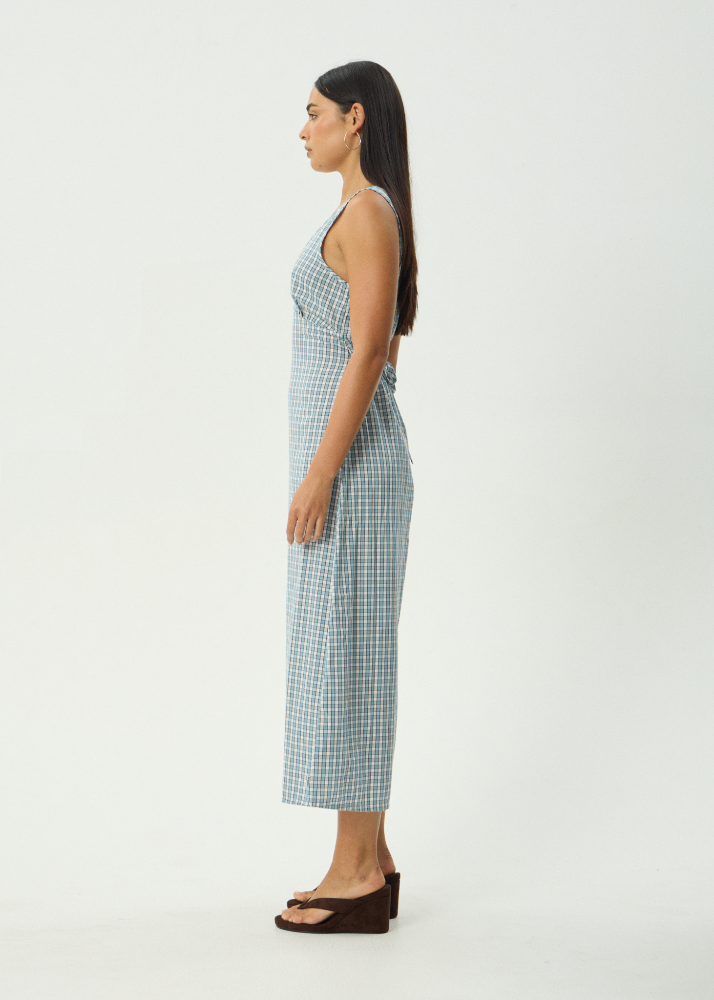 AFENDS Womens Evans - Check Maxi Dress - Overcast Check