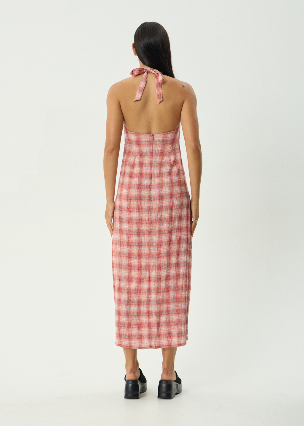 AFENDS Womens Andy - Seersucker Maxi Dress - Red Check