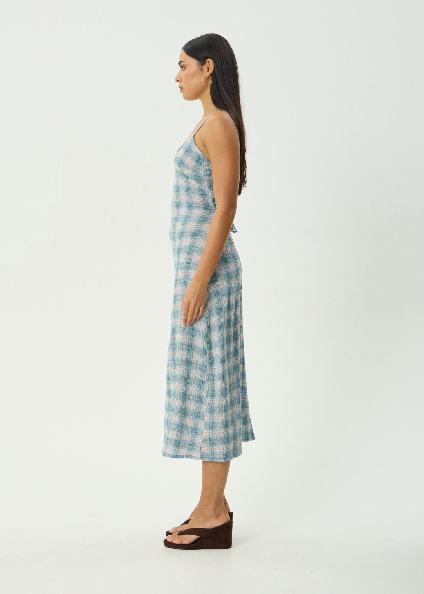 AFENDS Womens Position Rumi - Seersucker Dress - Lake Check