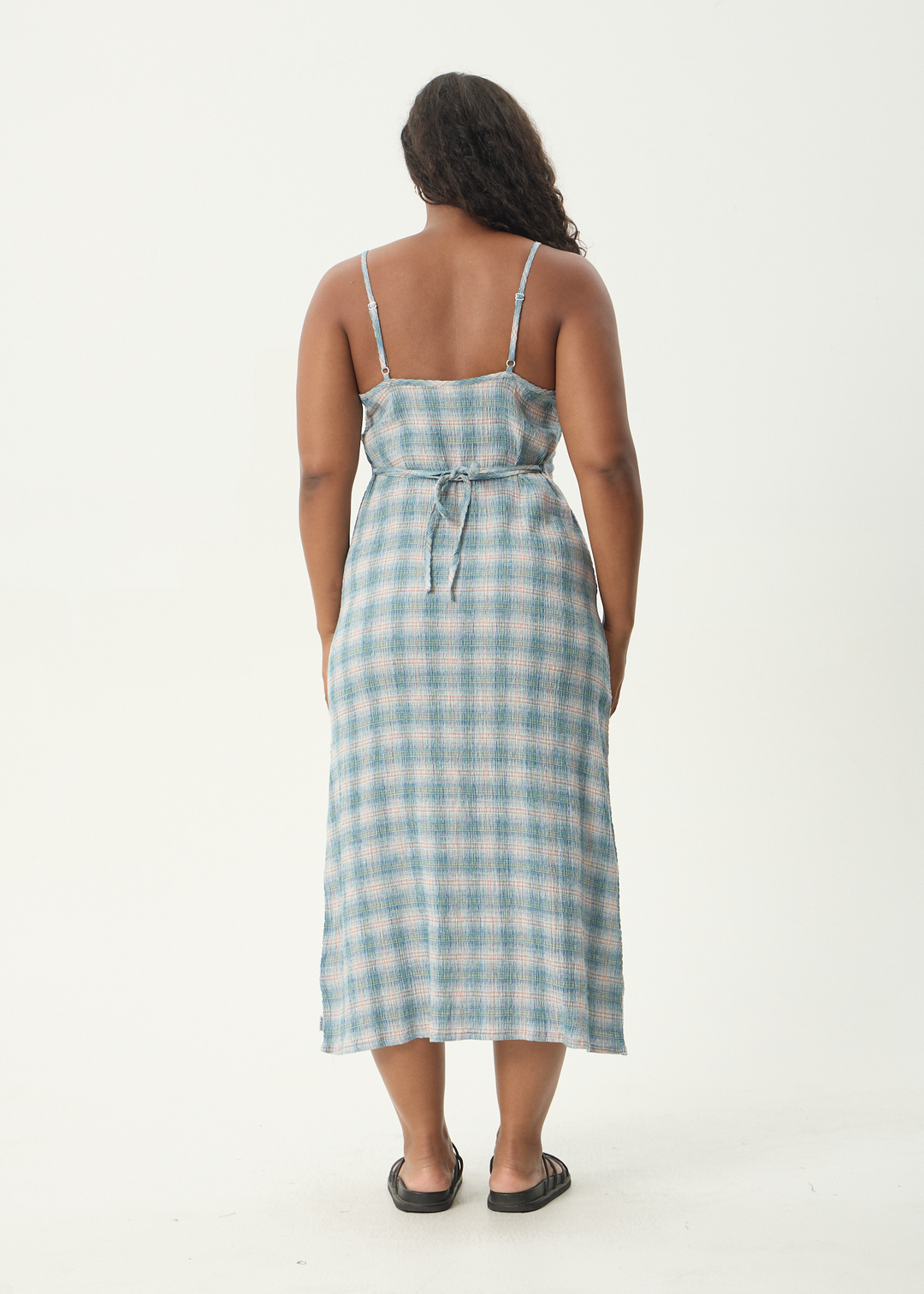 AFENDS Womens Position Rumi - Seersucker Dress - Lake Check