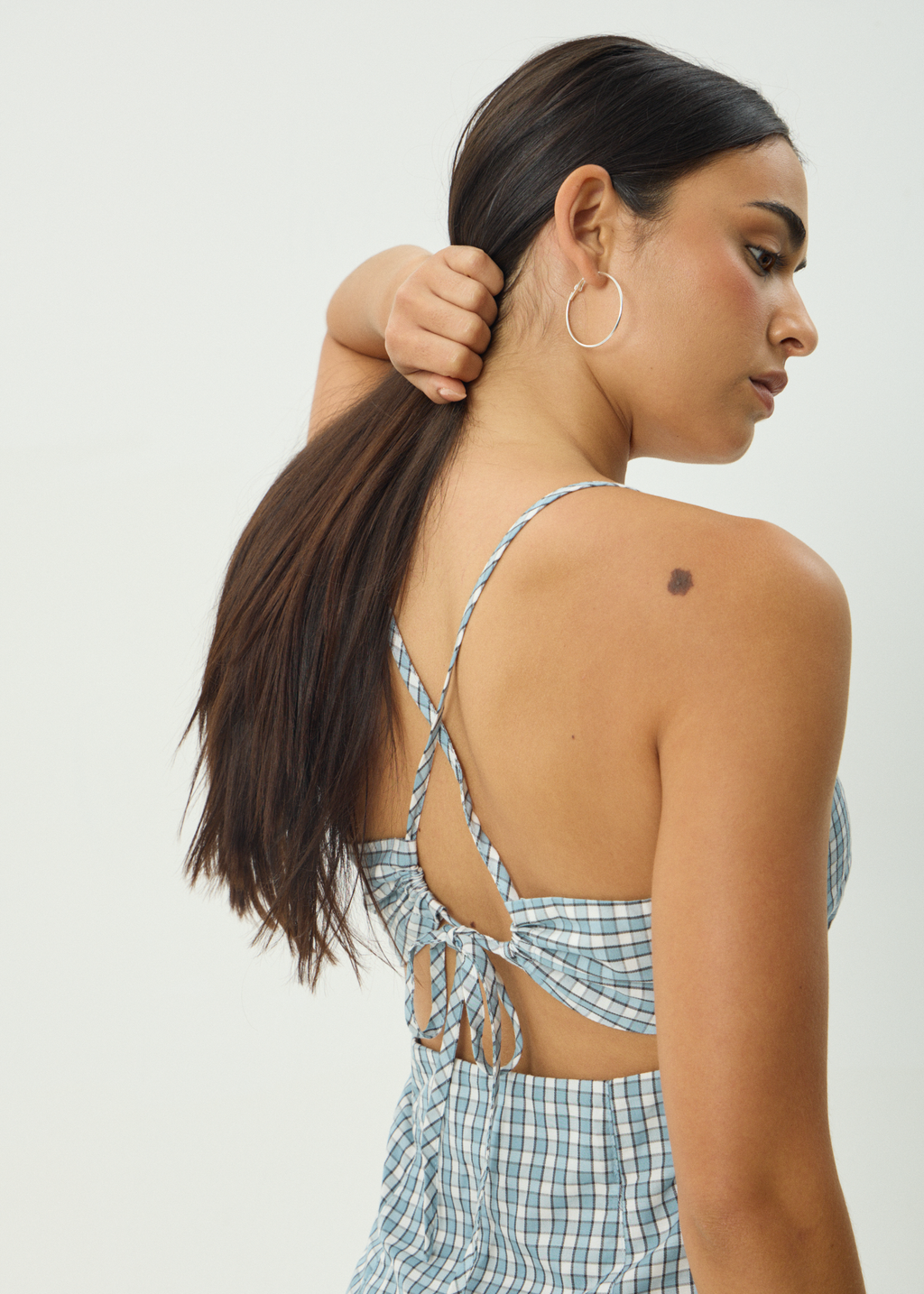 AFENDS Womens Evans - Check Mini Dress - Overcast Check