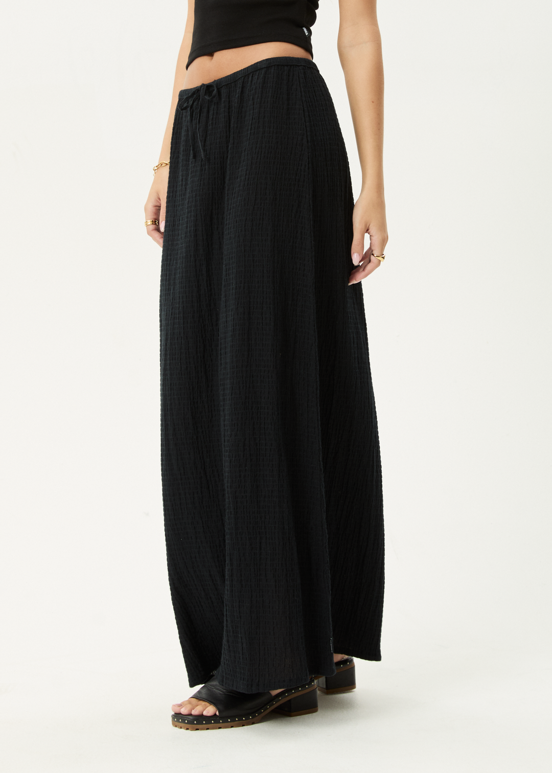 AFENDS Womens Focus - Seersucker Maxi Skirt - Black