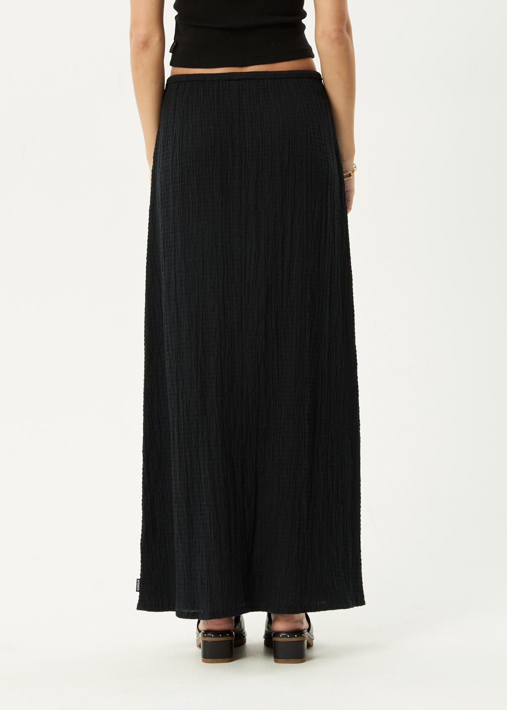 AFENDS Womens Focus - Seersucker Maxi Skirt - Black