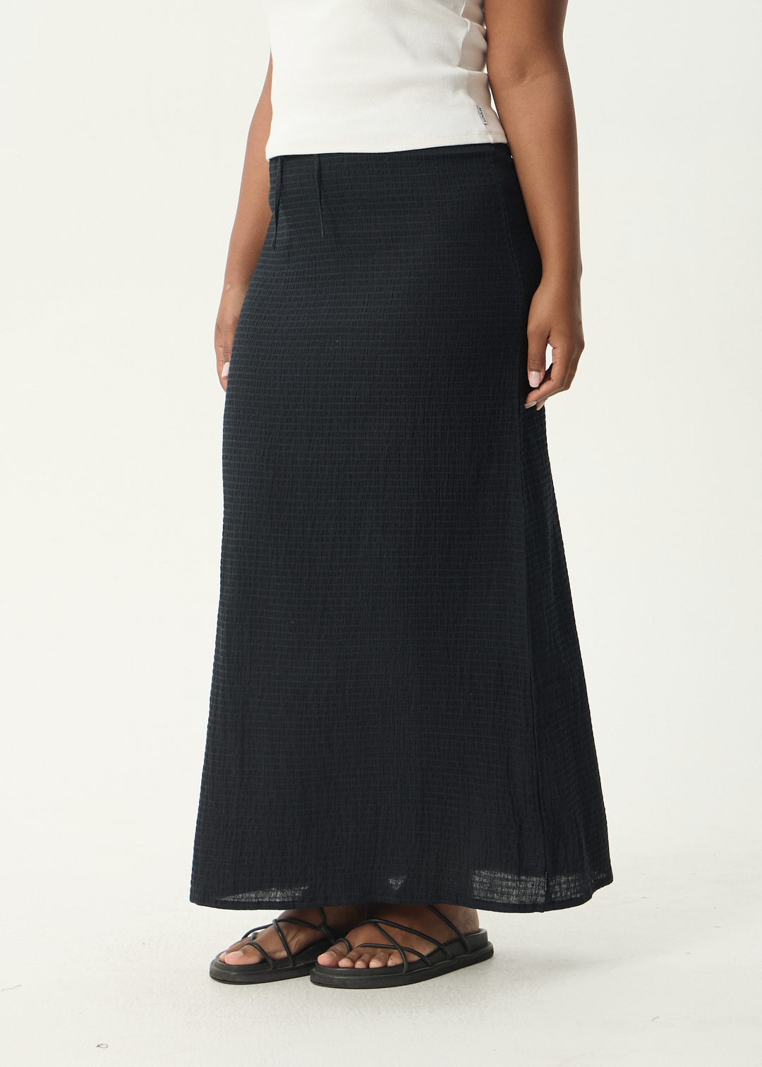 AFENDS Womens Focus - Seersucker Maxi Skirt - Black