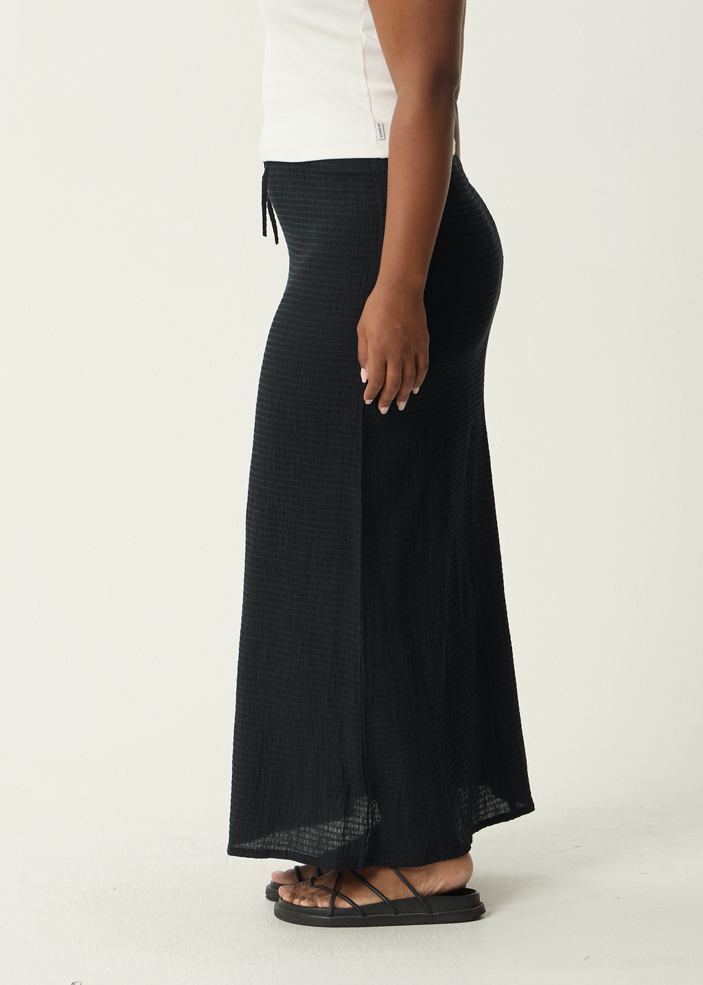 AFENDS Womens Focus - Seersucker Maxi Skirt - Black