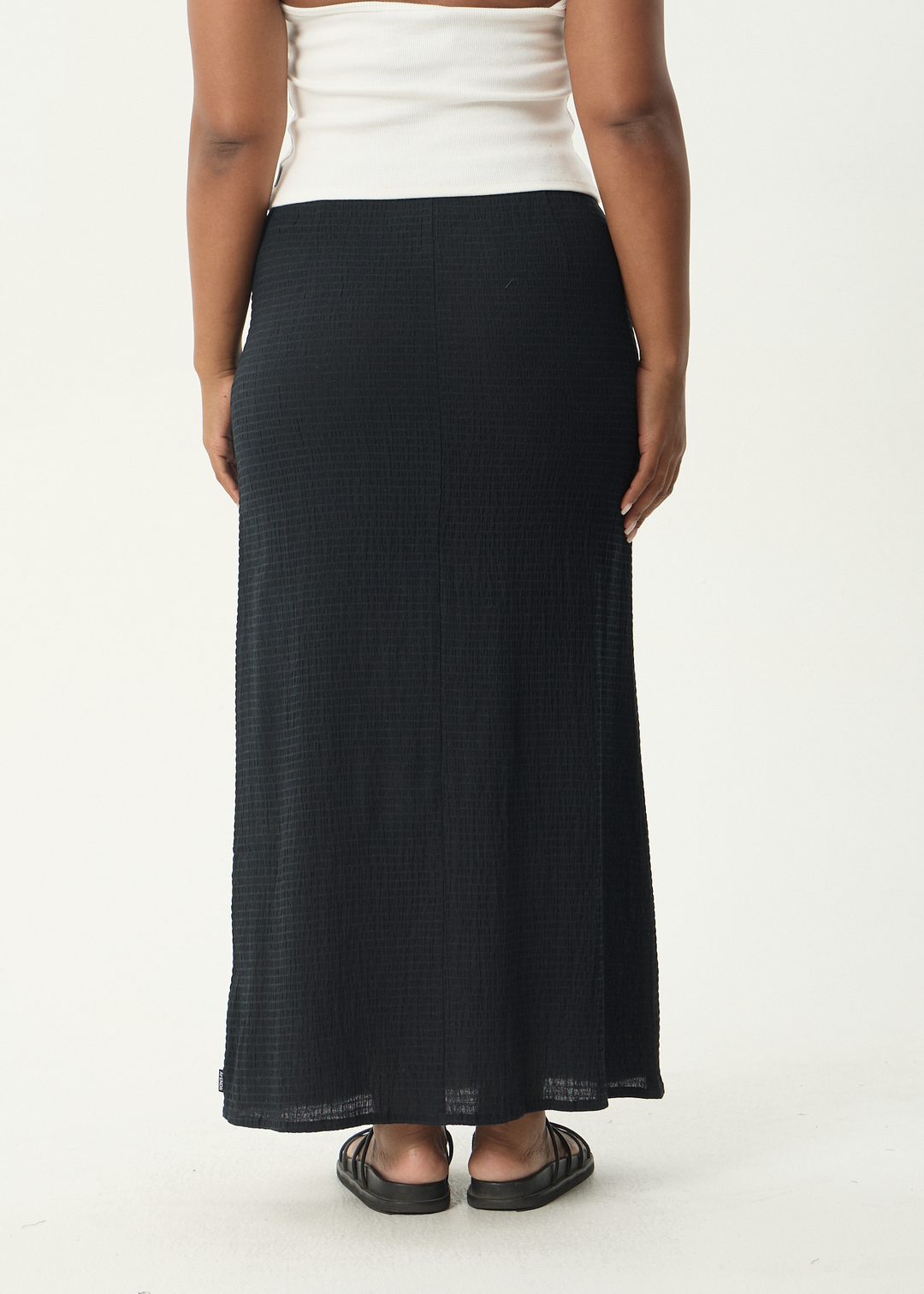 AFENDS Womens Focus - Seersucker Maxi Skirt - Black