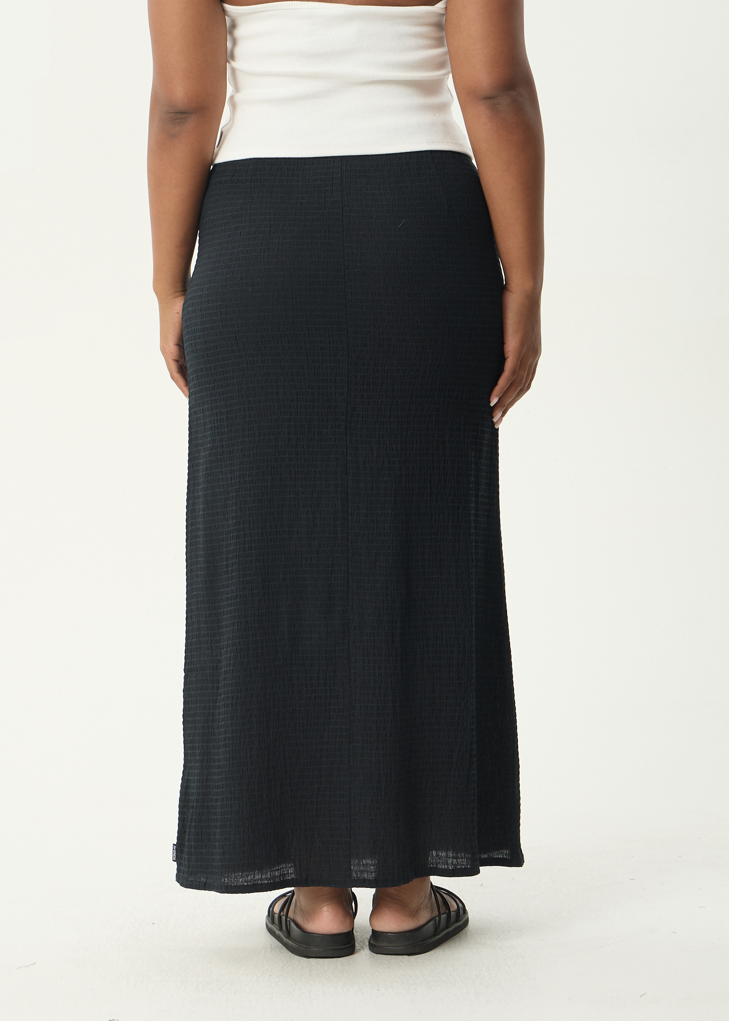 AFENDS Womens Focus - Seersucker Maxi Skirt - Black