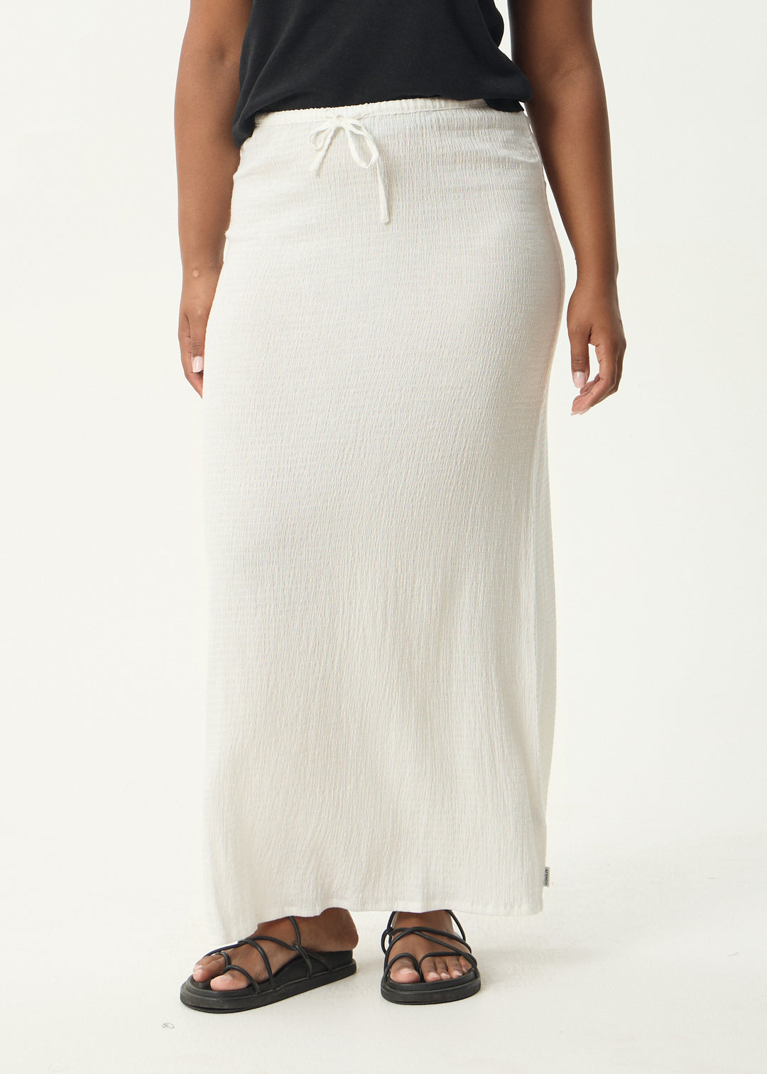AFENDS Womens Focus - Seersucker Maxi Skirt - Off White