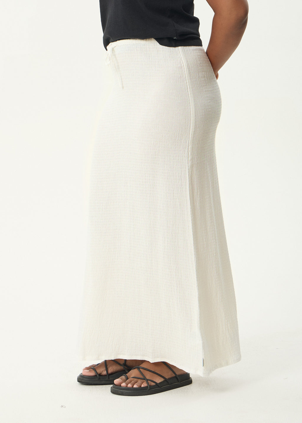 AFENDS Womens Focus - Seersucker Maxi Skirt - Off White