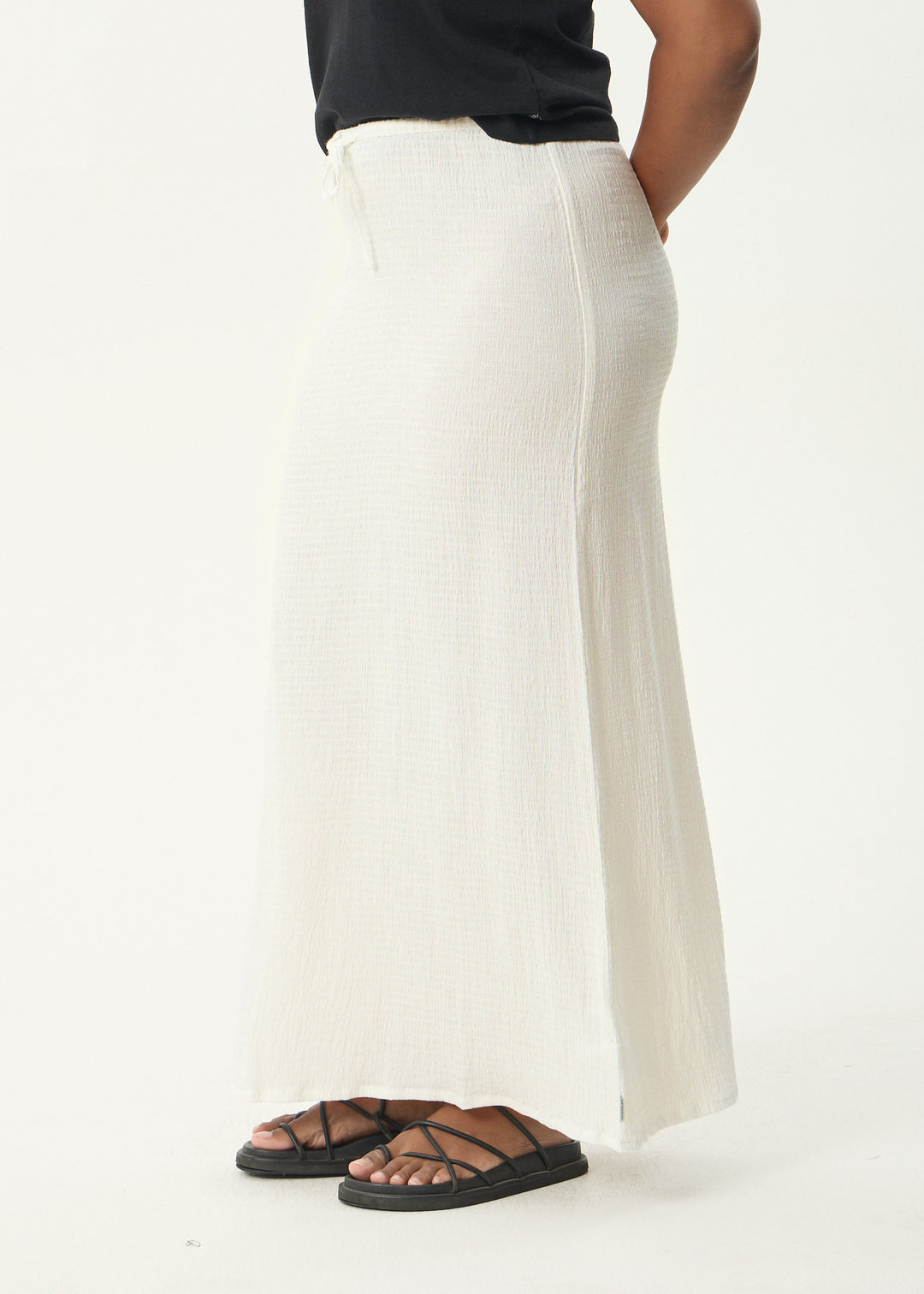 AFENDS Womens Focus - Seersucker Maxi Skirt - Off White