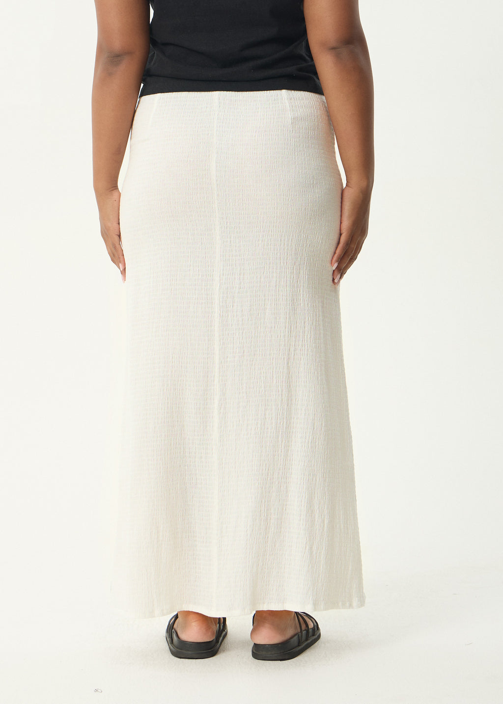 AFENDS Womens Focus - Seersucker Maxi Skirt - Off White