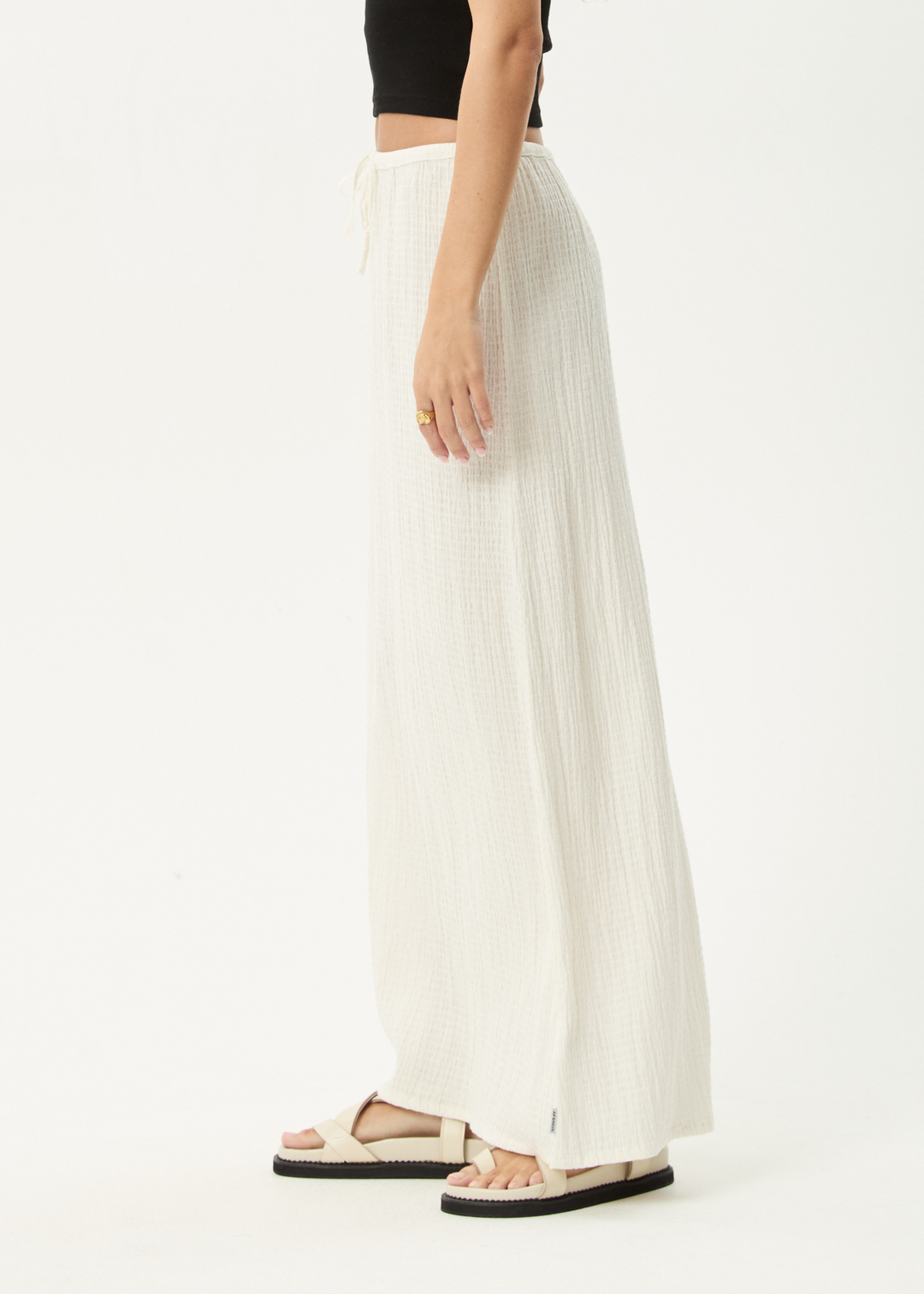 AFENDS Womens Focus - Seersucker Maxi Skirt - Off White