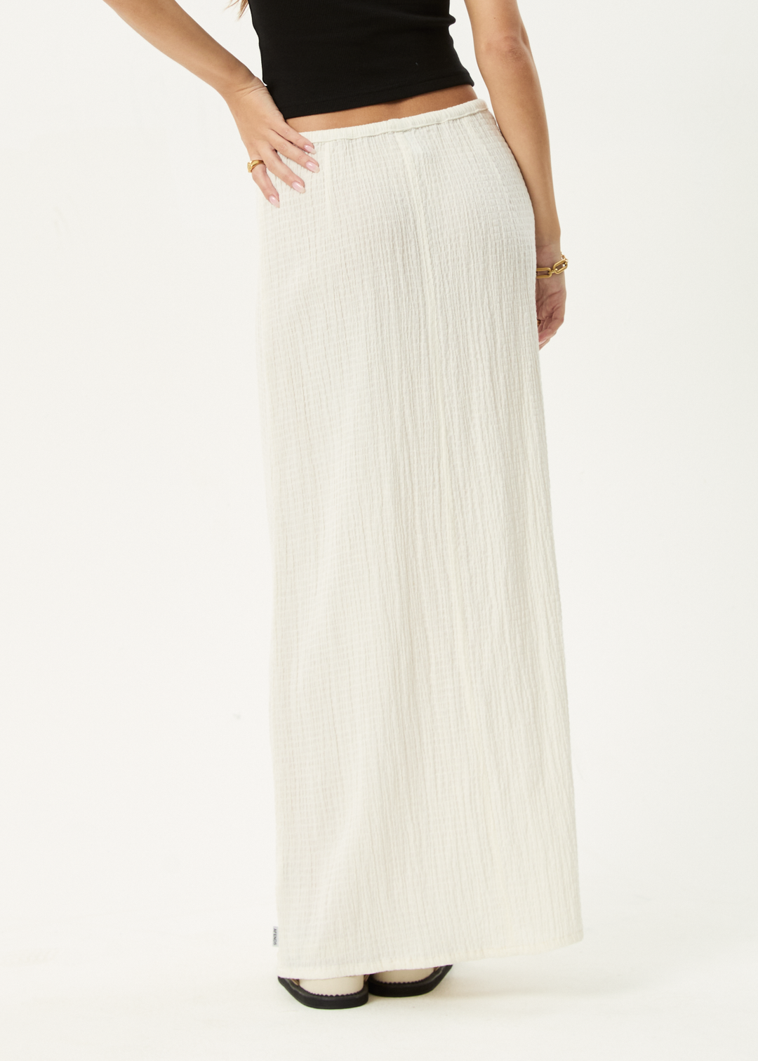 AFENDS Womens Focus - Seersucker Maxi Skirt - Off White