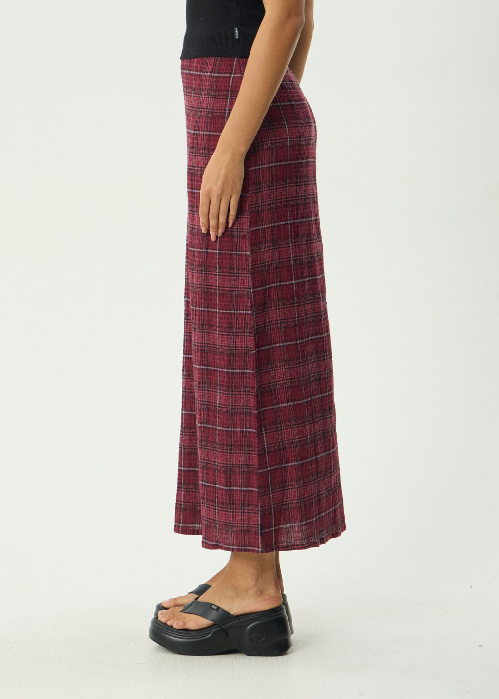 AFENDS Womens Eboni - Seersucker Maxi Skirt - Port Check