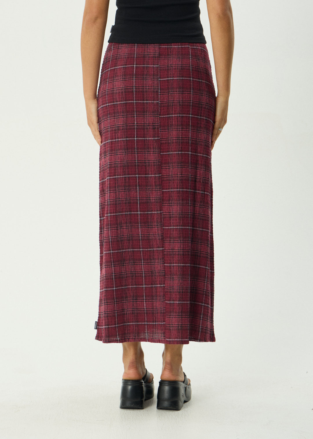 AFENDS Womens Eboni - Seersucker Maxi Skirt - Port Check