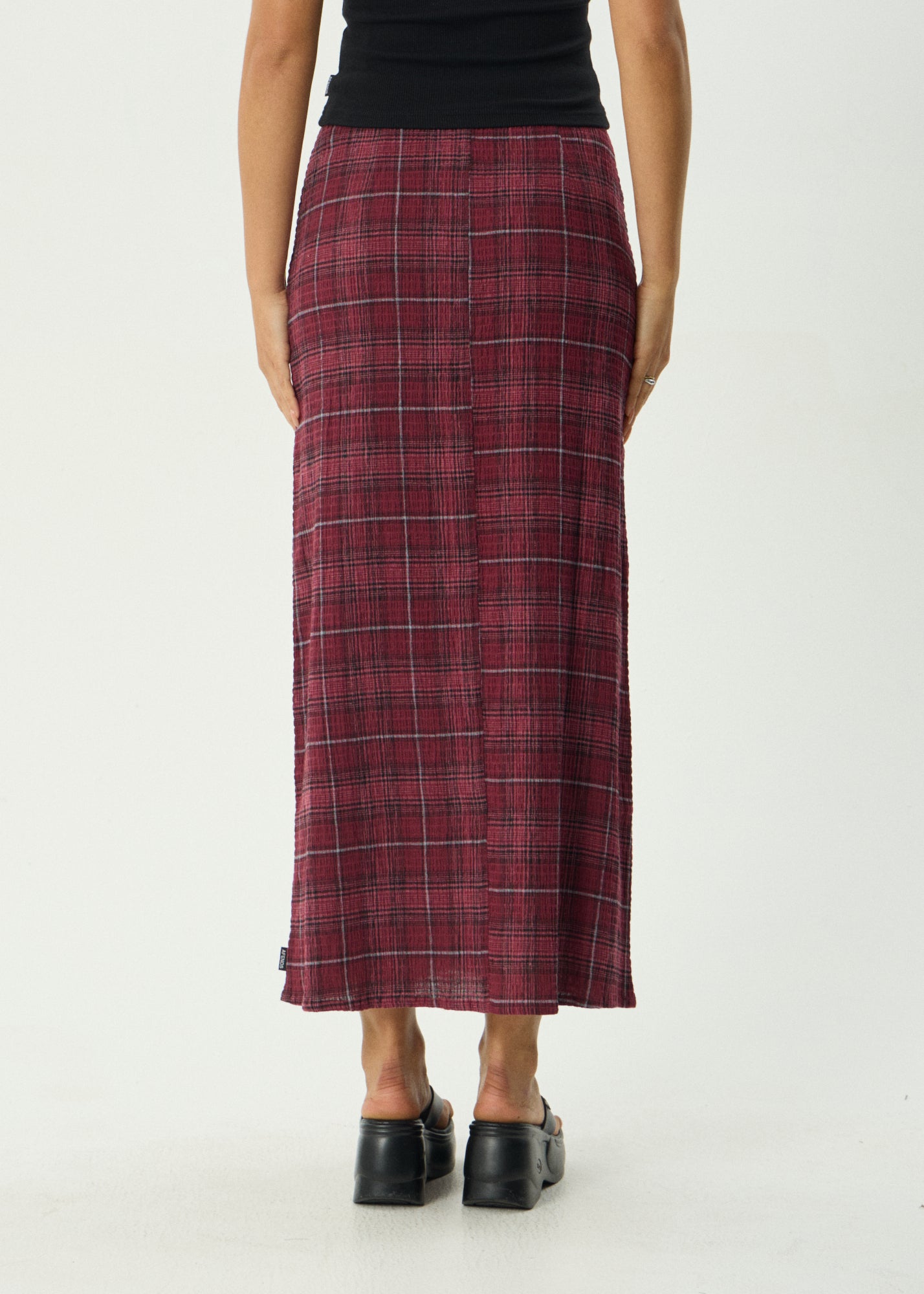 AFENDS Womens Eboni - Seersucker Maxi Skirt - Port Check
