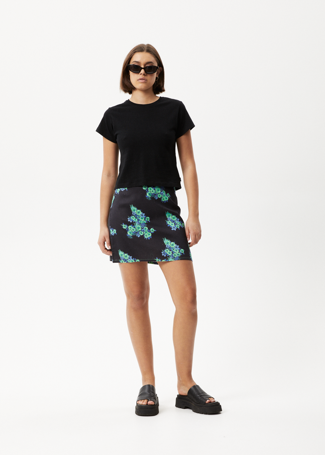 AFENDS Womens House Of Darwin - Mini Skirt - Charcoal Floral 