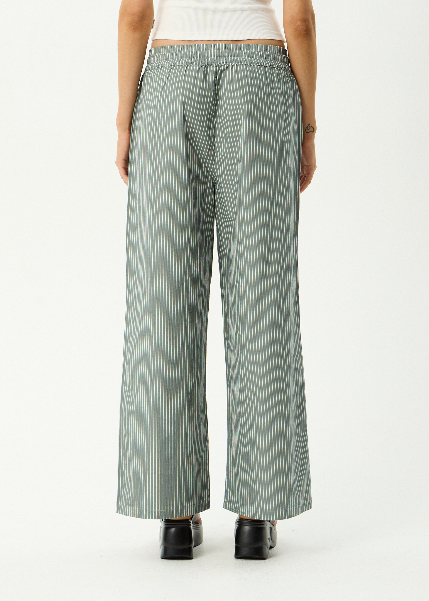 AFENDS Womens Pinned - Organic Wide Leg Pant - Sycamore Stripe