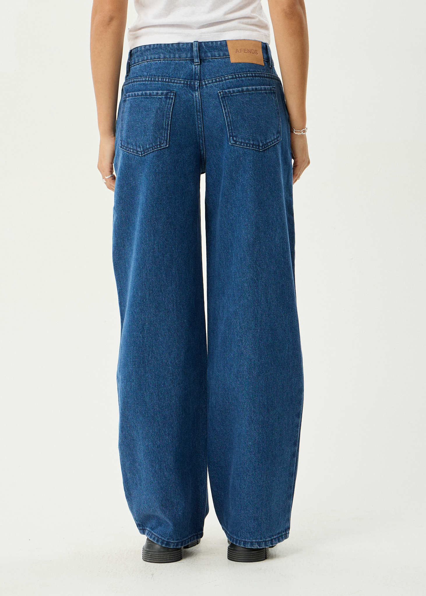 AFENDS Womens Alyra - Low Rise Wide Leg Jean - Authentic Blue