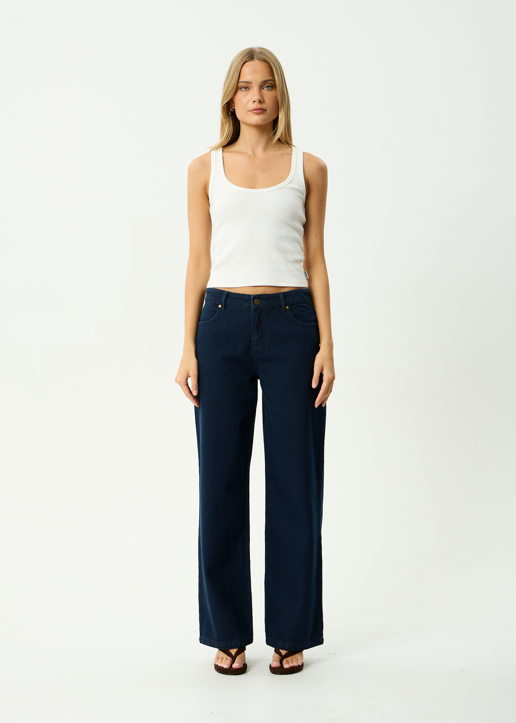 AFENDS Womens Alyra - Low Rise Wide Leg Jean - Ink