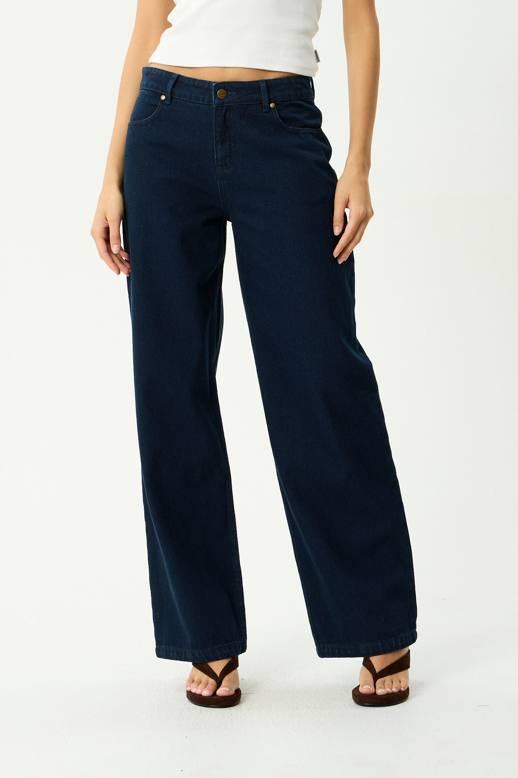 AFENDS Womens Alyra - Low Rise Wide Leg Jean - Ink