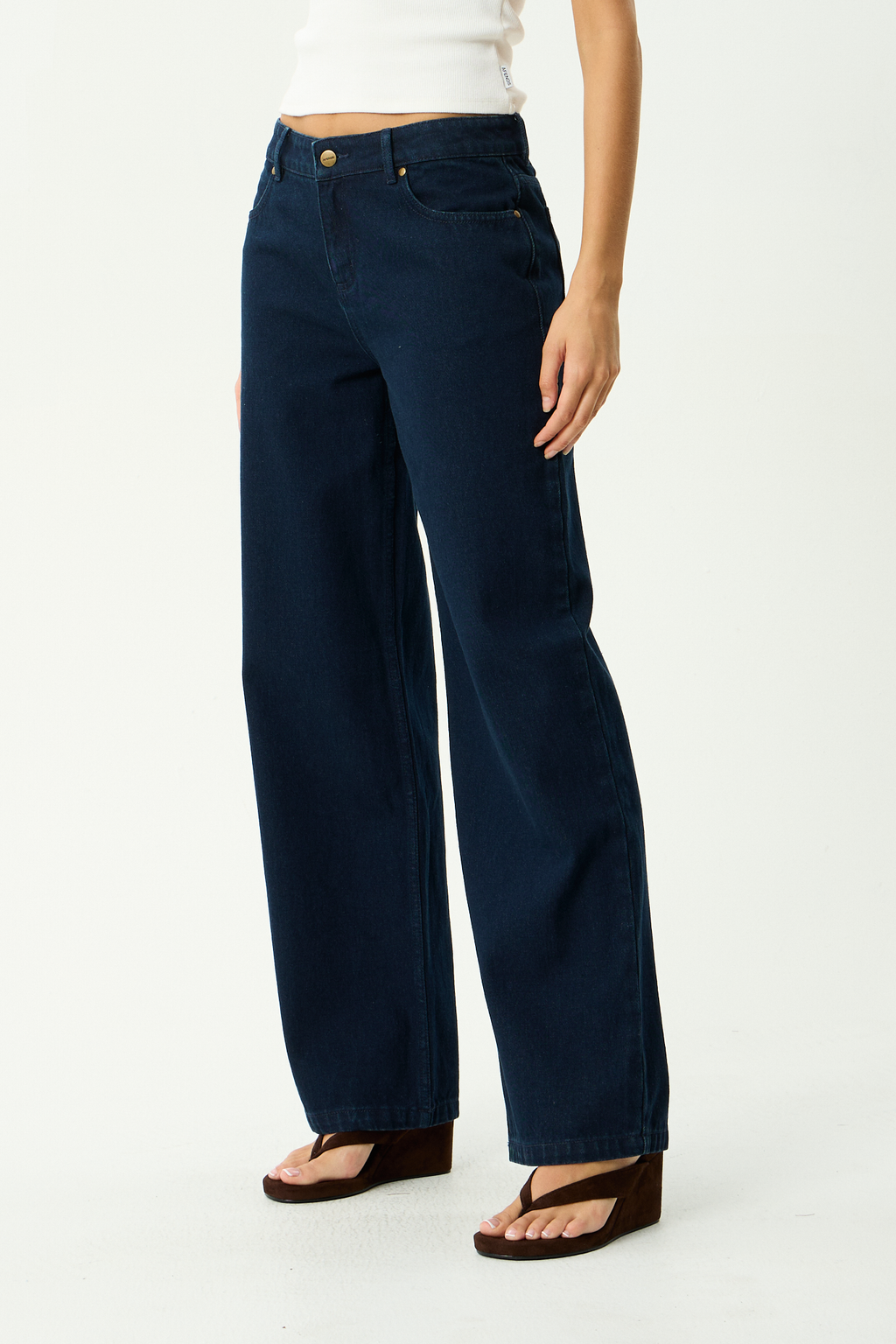 AFENDS Womens Alyra - Low Rise Wide Leg Jean - Ink