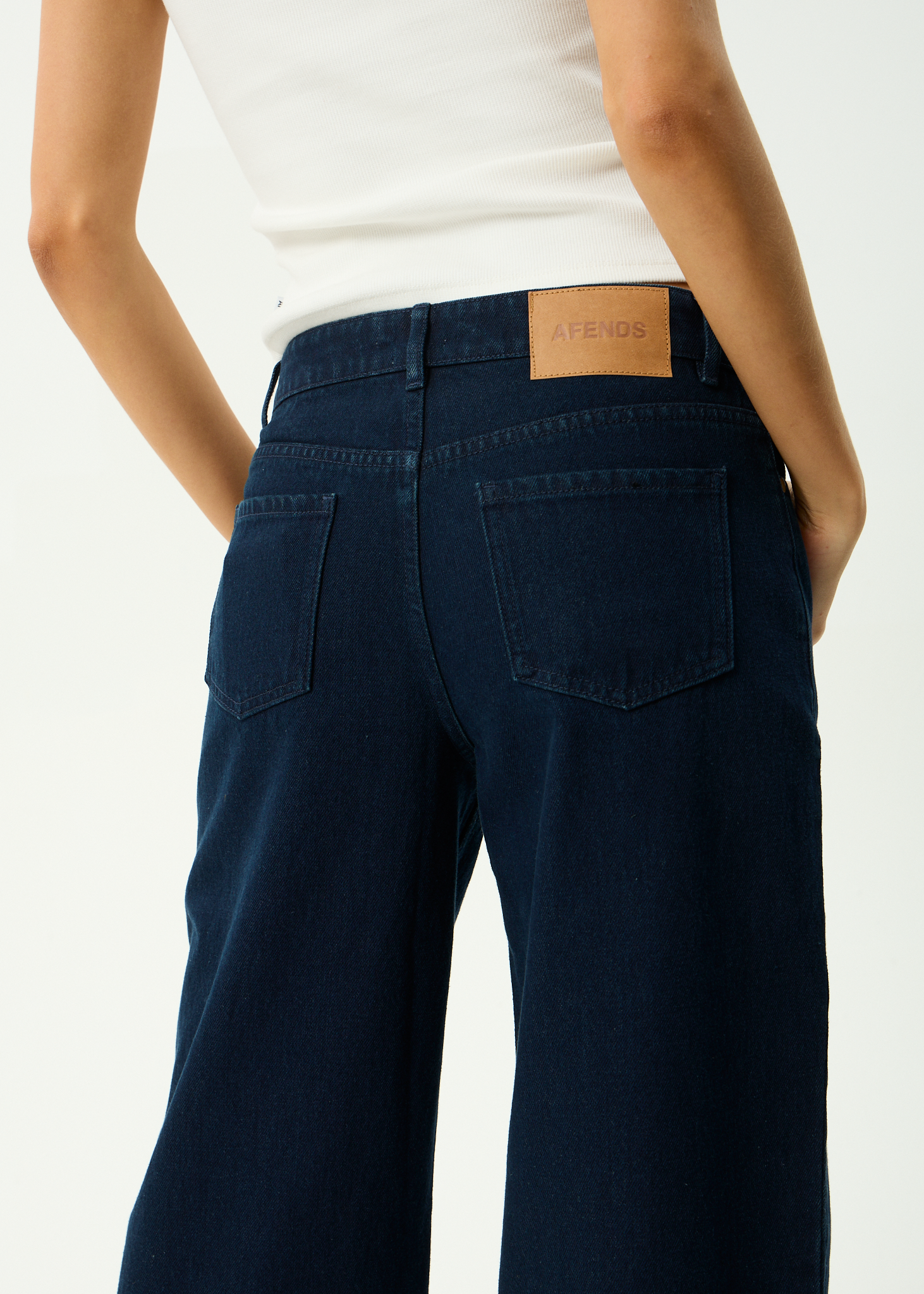 AFENDS Womens Alyra - Low Rise Wide Leg Jean - Ink