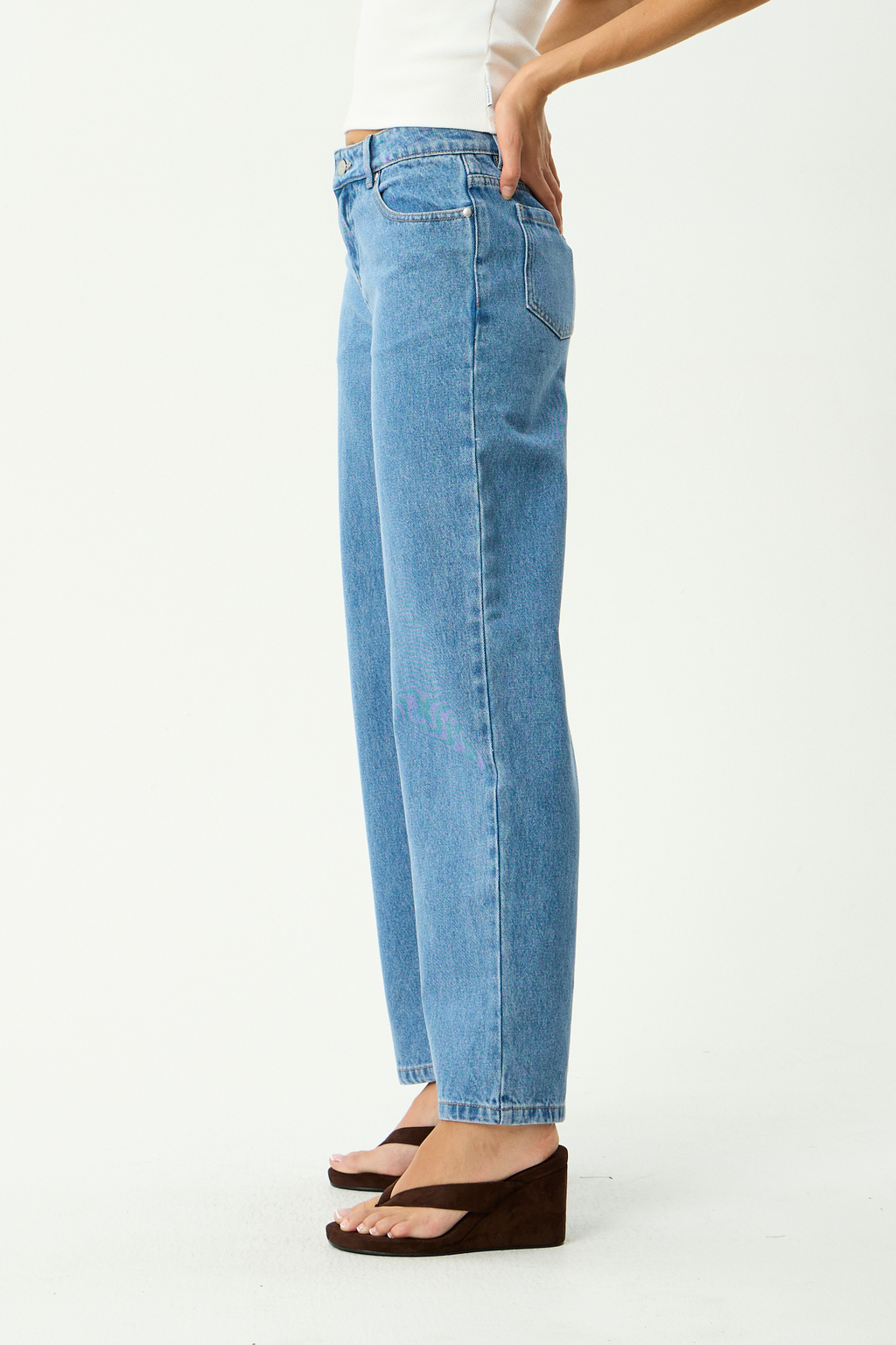 AFENDS Womens Alyra - Low Rise Wide Leg Jean - Worn Blue