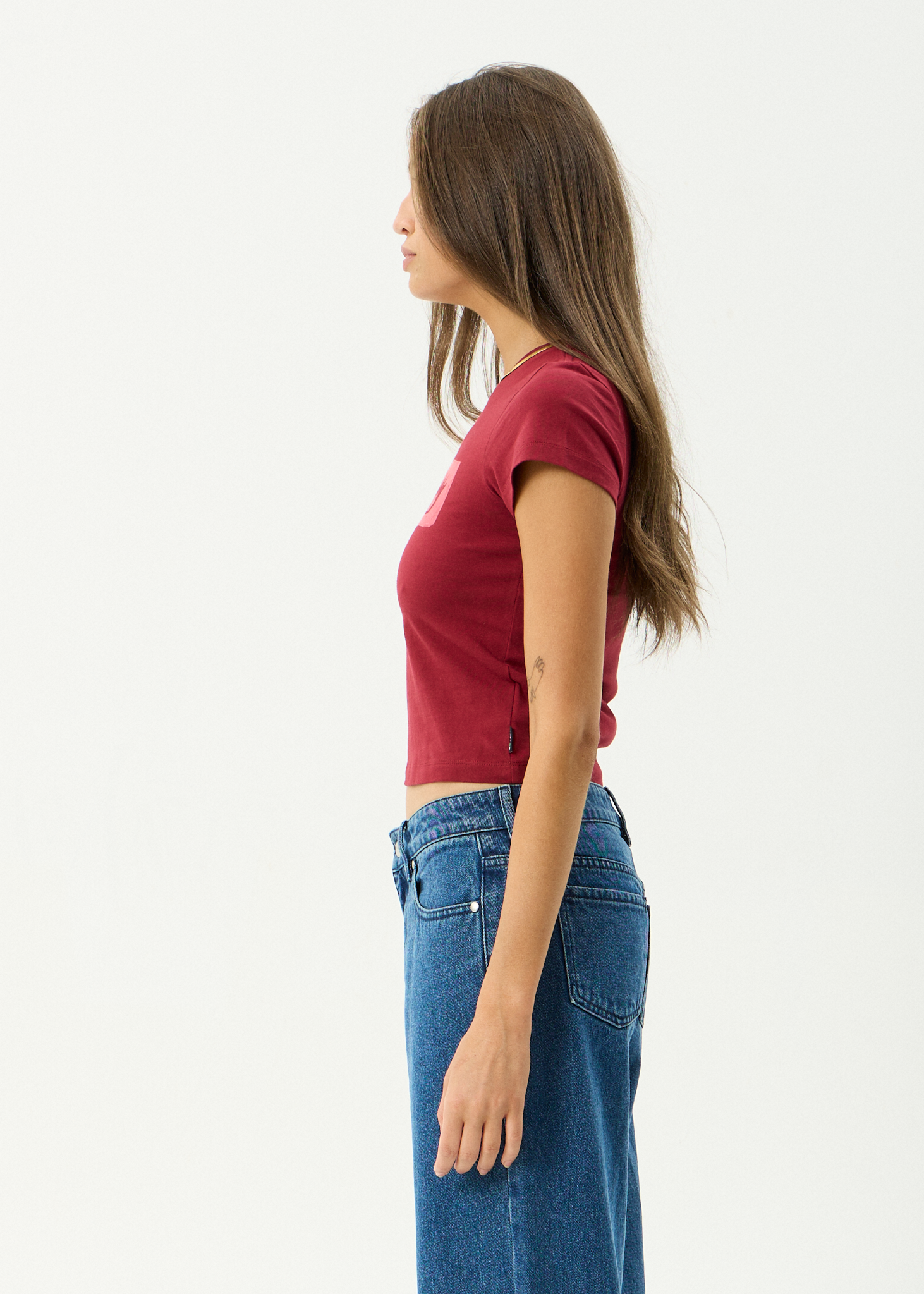 AFENDS Womens Zephyr - Recycled Baby Tee - Burgundy